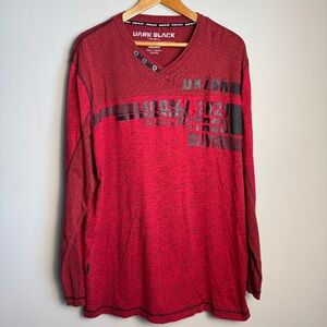 Dark Black by Projek Raw Men's Y2K T-Shirt Long Sleeve Marled Red XXL Streetwear